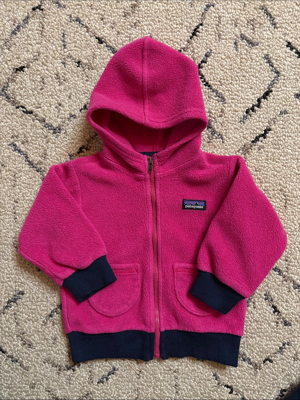 Patagonia Hot Pink Hooded Fleece 12/18 months